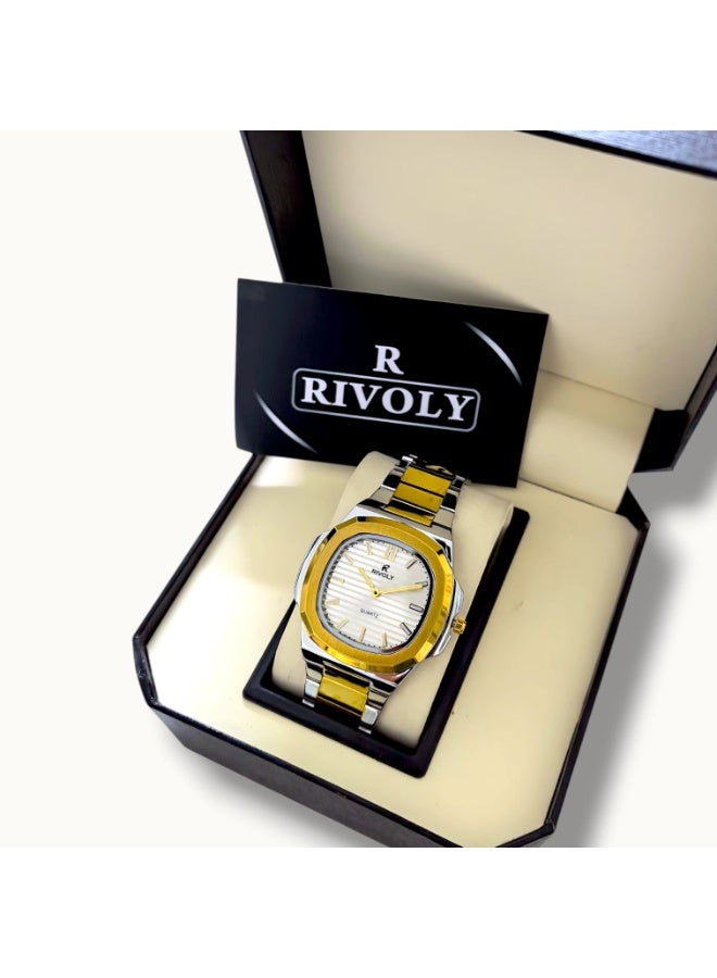 Rivoly Men's Stainless Steel Analog Quartz Watch, Easy to Read Fashion Design Waterproof Classic Luxury. - Image 1